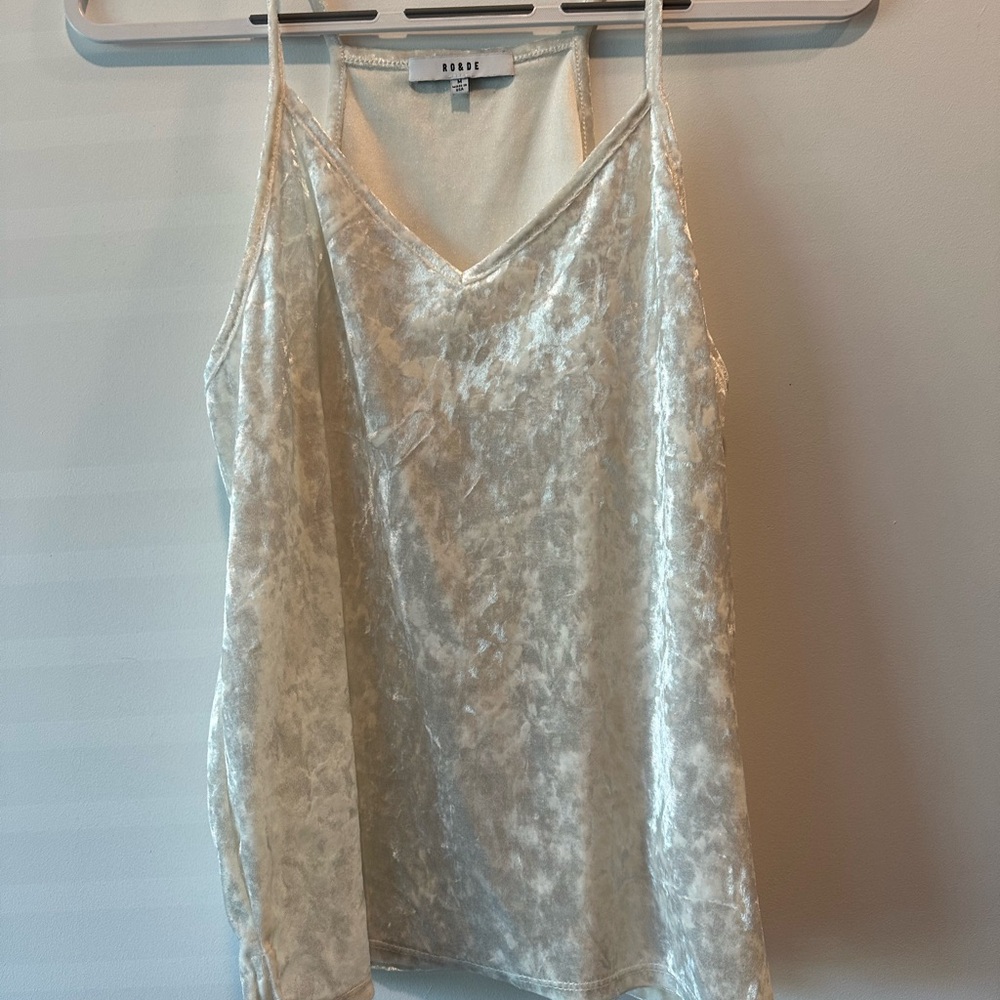 Ro & De Cream Velvet Camisole